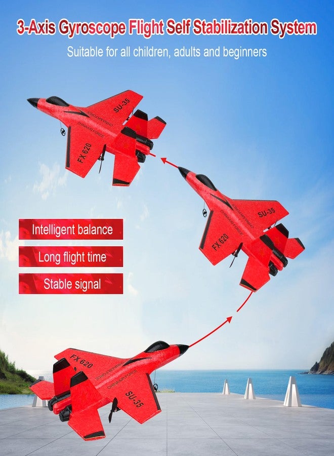 Beffkkip RC Airplane 2CH RC Plane 2.4GHz Remote Control Plane RTF SU35 RC Jet Easy to Fly FX620 Airplane Toys rc Planes for Adults, Kids and Beginner with Night Lights（Red） - Image 5