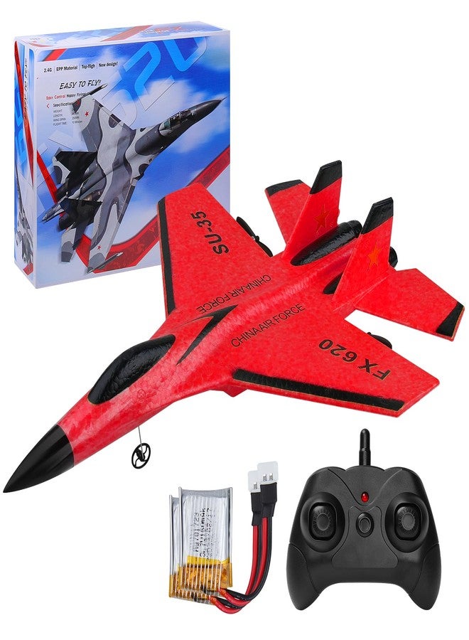 Beffkkip RC Airplane 2CH RC Plane 2.4GHz Remote Control Plane RTF SU35 RC Jet Easy to Fly FX620 Airplane Toys rc Planes for Adults, Kids and Beginner with Night Lights（Red） - Image 1