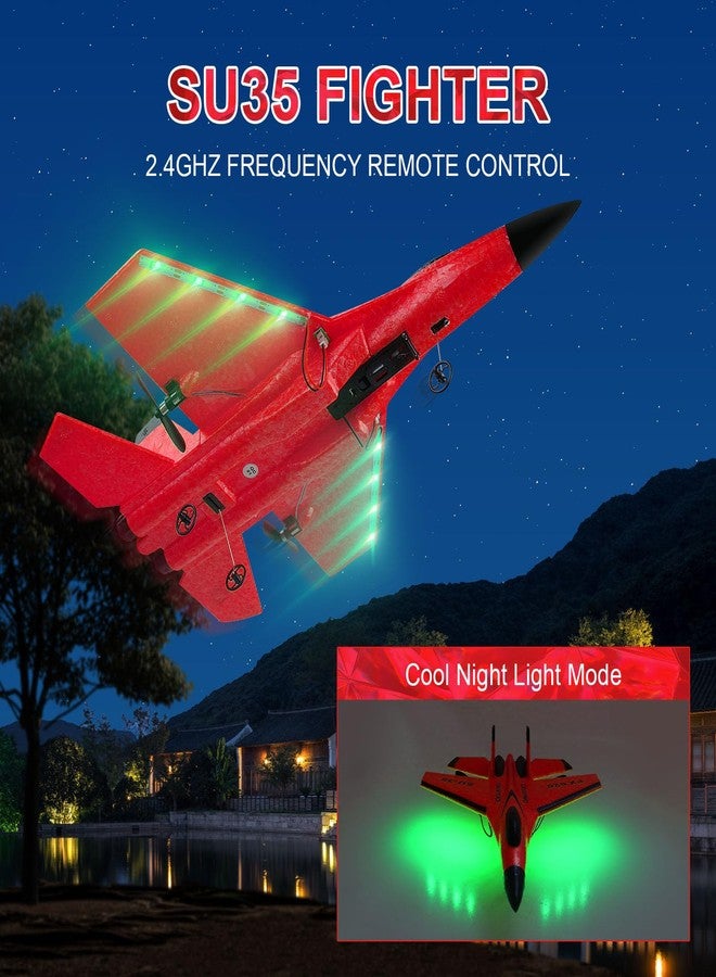 Beffkkip RC Airplane 2CH RC Plane 2.4GHz Remote Control Plane RTF SU35 RC Jet Easy to Fly FX620 Airplane Toys rc Planes for Adults, Kids and Beginner with Night Lights（Red） - Image 2