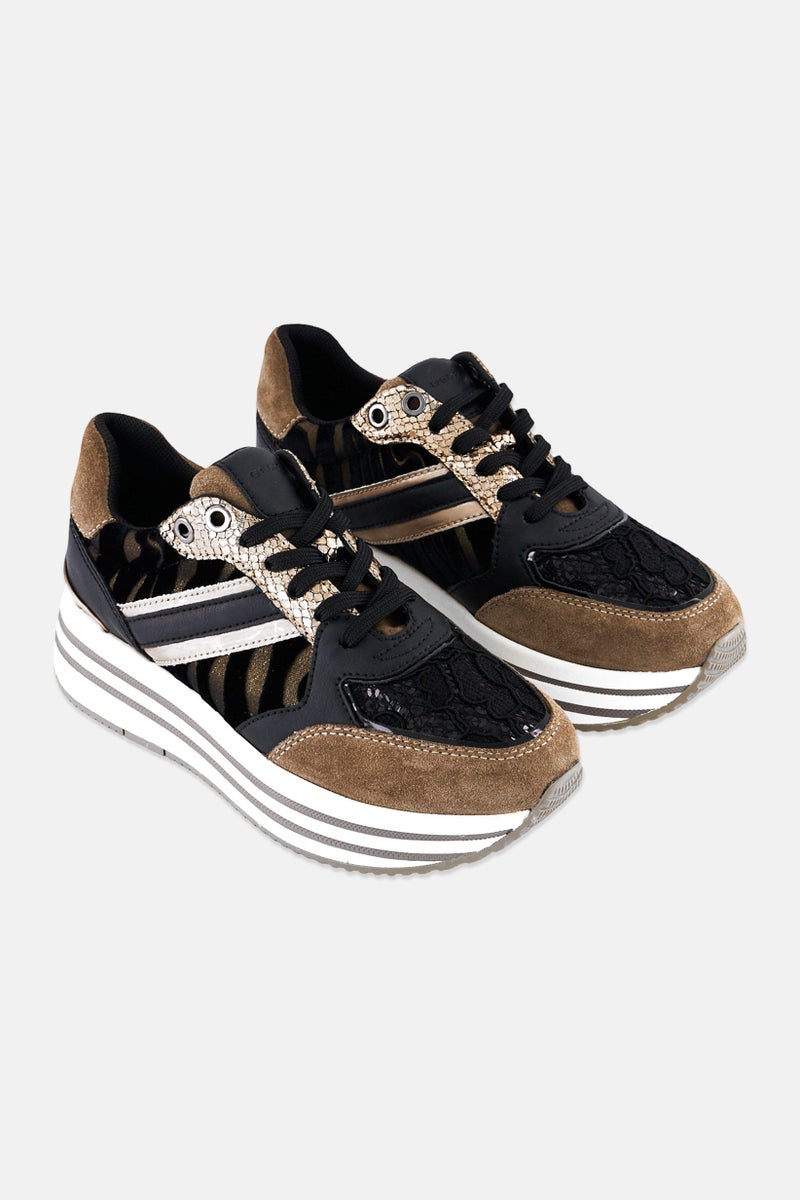 GEOX Women D Kency B Lace Up Casual Shoes, Multicolor - Image 1