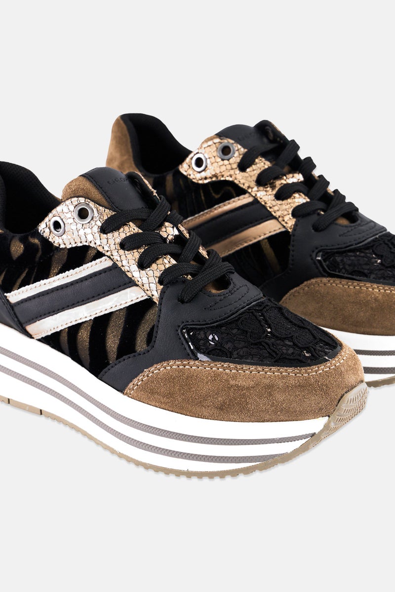 GEOX Women D Kency B Lace Up Casual Shoes, Multicolor - Image 3