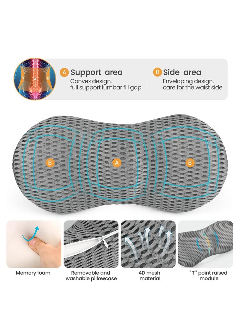 Gray Lumbar Support Pillow,Relieves Lower Back Pain,Lumbar Support Pillow for Office Chairs and Car Seats