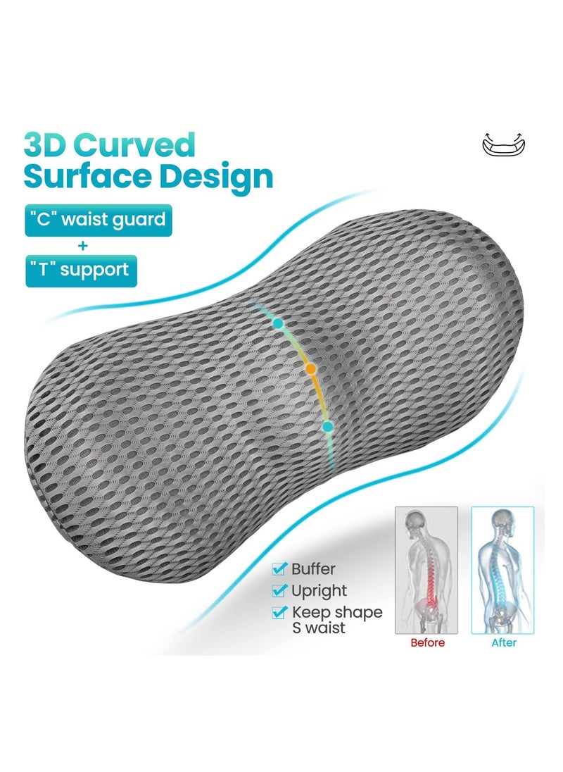 Gray Lumbar Support Pillow,Relieves Lower Back Pain,Lumbar Support Pillow for Office Chairs and Car Seats