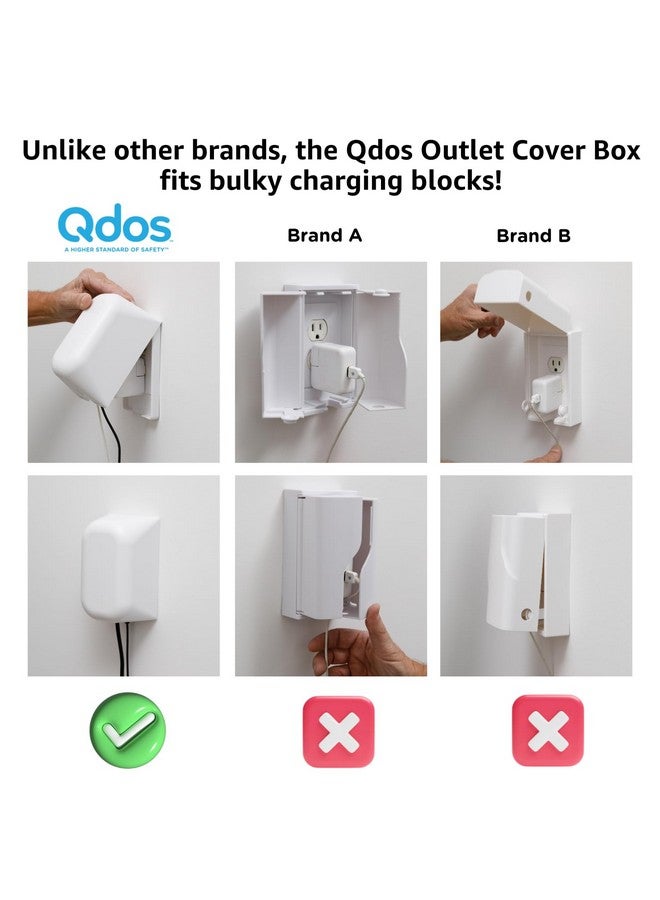 Qdos Safety Large Outlet Cover Box for Baby Proofing Outlets | Secure Hidden Lock | Oversized Interior for Bulky Plugs, Charging Blocks & Adapters | Modern Universal Design | Easy Install | 1 Pack - Image 1