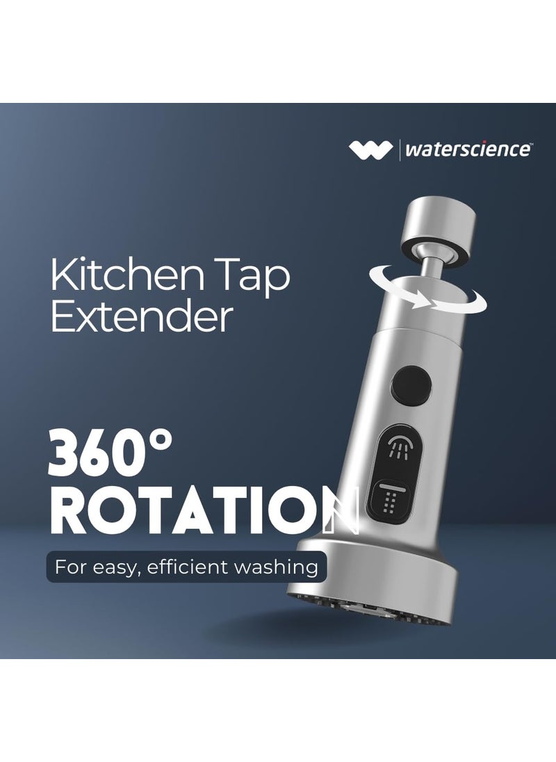 WaterScience WaterScience Tap Extension for Kitchen Sink 3 Flow Modes Flexible Faucet Extender for Taps Aerators for Water Tap Upto 80 Water Saving Wide  - Image 2