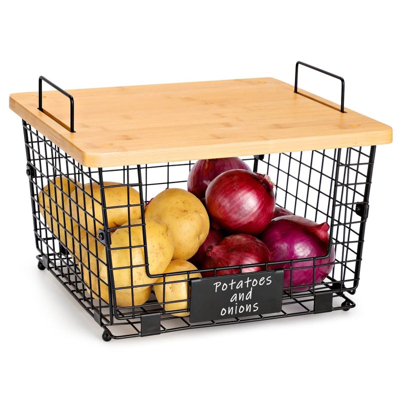 Kitchen Storage Basket with Lid - Image 1