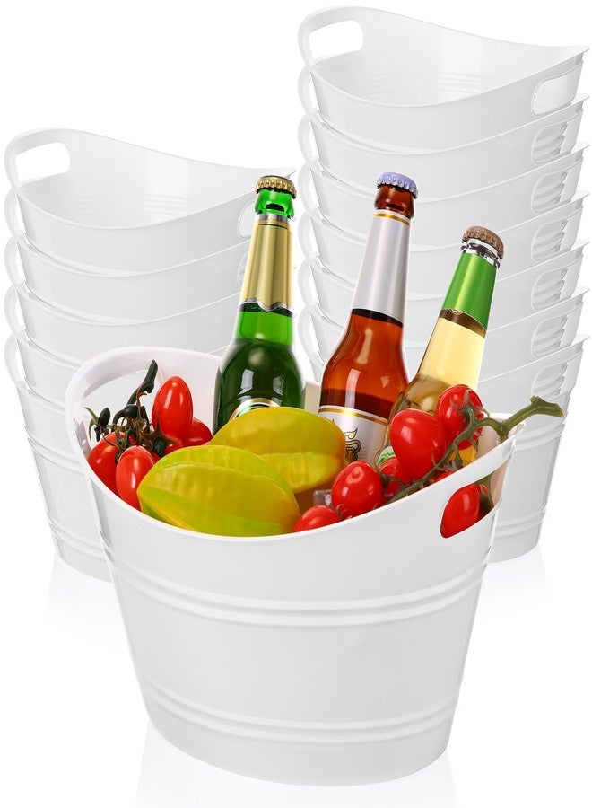 ميكو دلو ثلج بلاستيكي من ميكو، سعة 4.5 لتر، مزود بمقابض، حوض تخزين بيضاوي، دلو مشروبات ثلجي كبير الحجم، مناسب للحفلات والبارات، لحفظ زجاجات النبيذ والبيرة والشمبانيا والمشروبات (أبيض). - Image 1