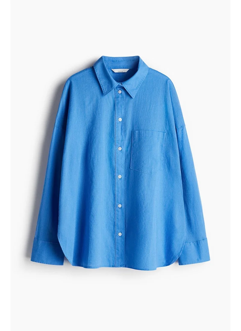 اتش اند ام Oversized linen-blend shirt