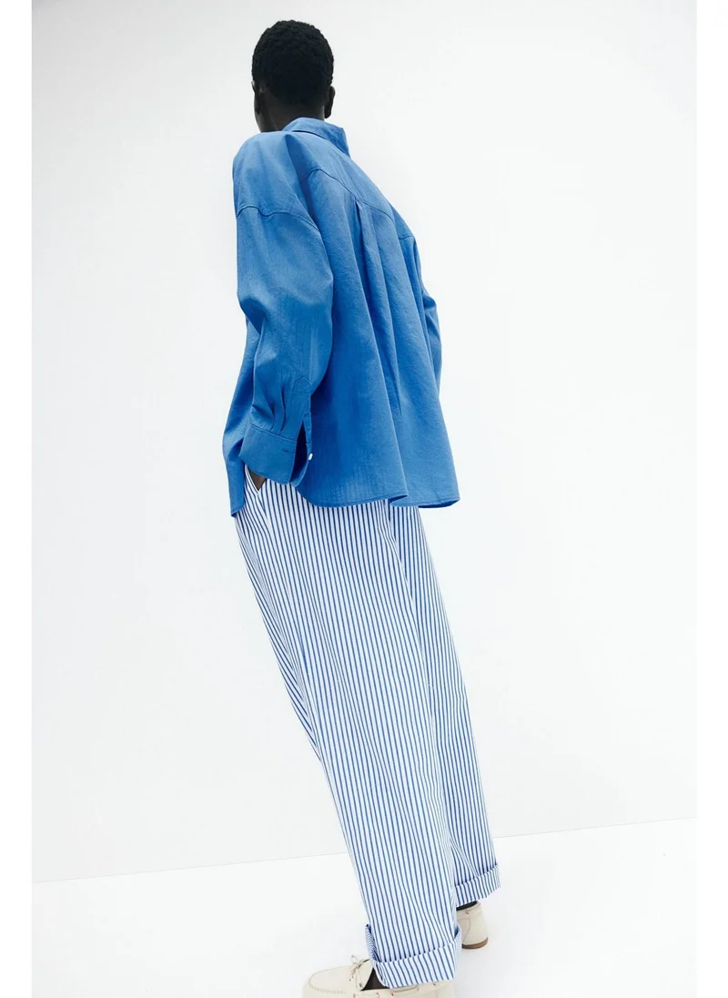 اتش اند ام Oversized linen-blend shirt
