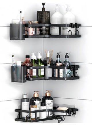 Corner Shower Caddy 5-Pack, 3-Tier Bathroom Shelf with 2 Hanging Boxes & 6 Removable Hooks, 22LB Heavy-Duty Bath Storage for Shower, Kitchen, Dorm, Black - pzsku/ZB00BD9DB6A71F6F37ACDZ/45/1747042826/2defdc4f-79c2-404f-a763-25432ee6e262