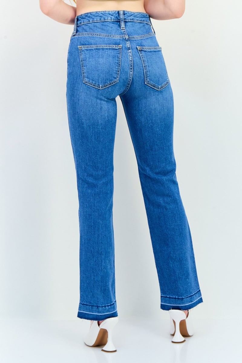 Universal Thread جينز نسائي بقصة بوت كات مغسول وقابل للتمدد، طويل، أزرق - Image 3