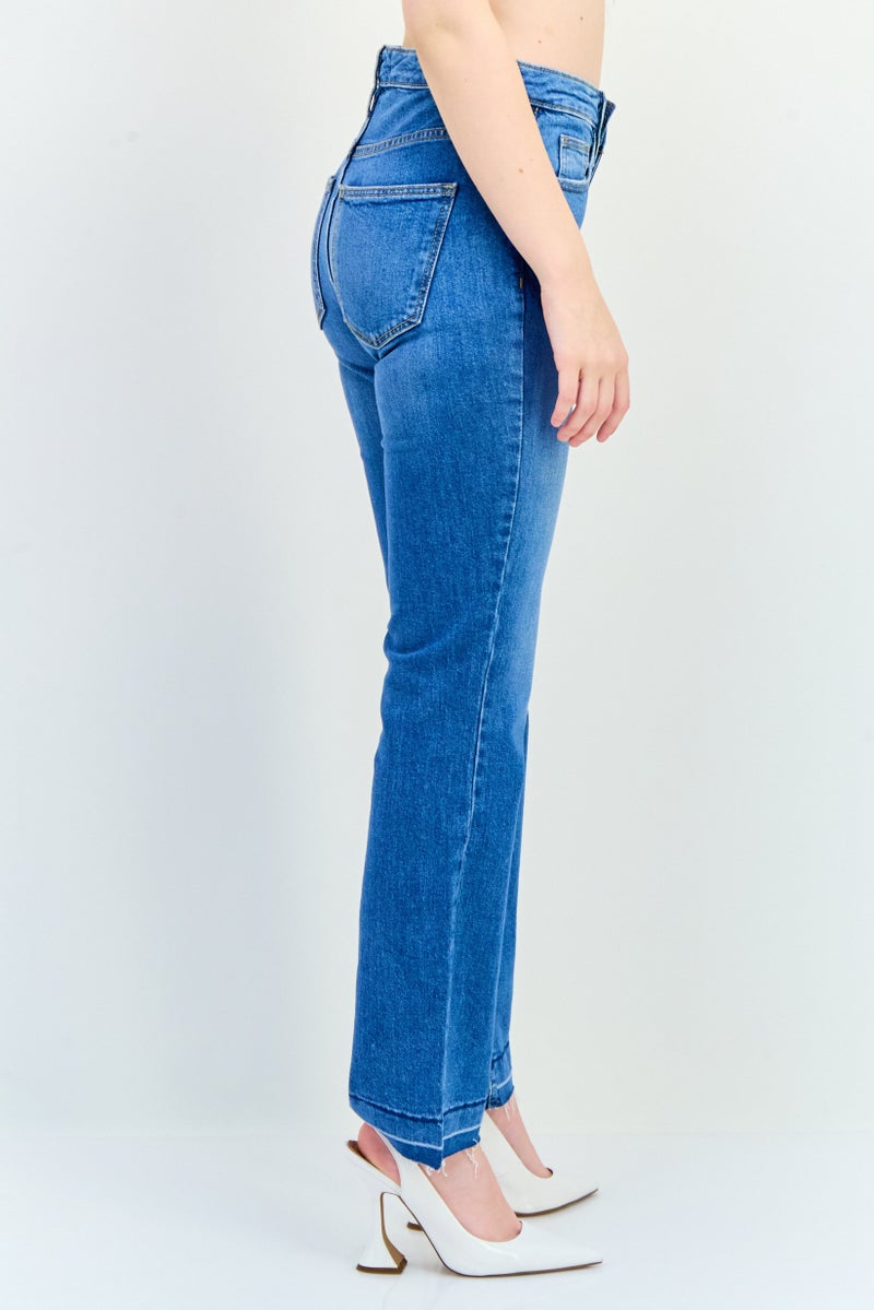 Universal Thread جينز نسائي بقصة بوت كات مغسول وقابل للتمدد، طويل، أزرق - Image 2