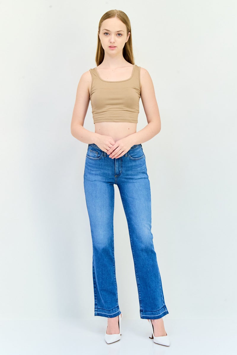 Universal Thread Women Bootcut Fit Washed Stretchable Long Inseam Jeans, Blue - Image 4