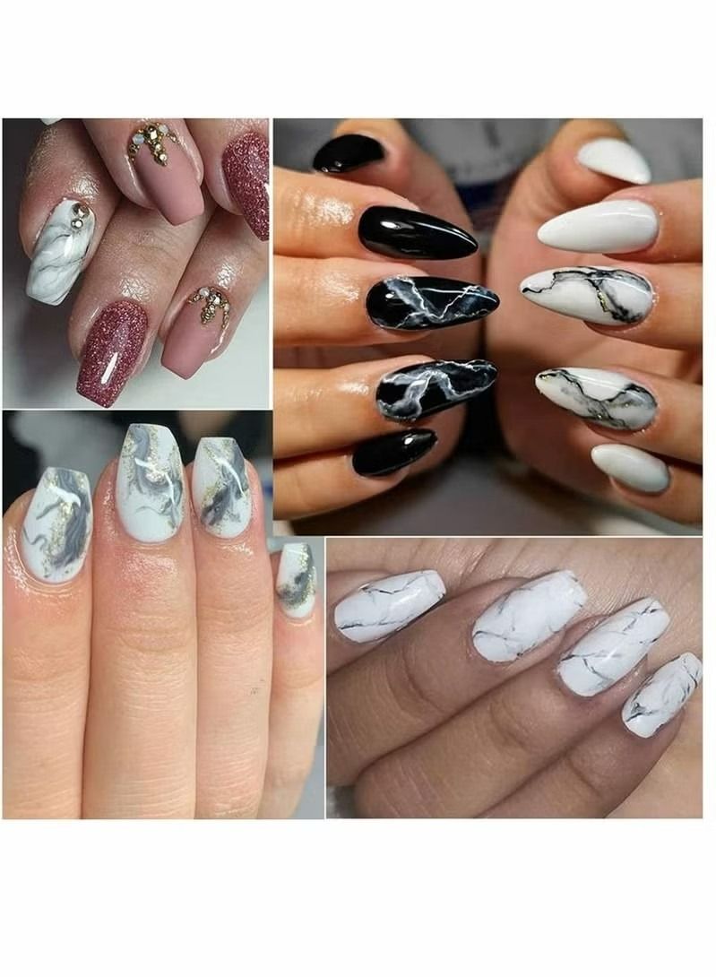 Generic 12 Sheets Nail Stickers, Marble Nail Art Stickers Water Transfer Nail Decals Full Wraps Gradient Acrylic Nail Kits for Women Kids Girls Manicure Decoration Accessories Supplies  - Image 2