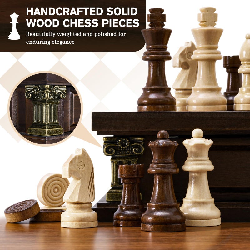 Peradix Magnetic Chess Set with 2 Built-in Storage Drawers, 12 inch Wooden Strategy Board Games, 2 Extra Queens, Travel Magnet Chess Game for Adults, Kids and Family Game Night, Gift Package - Image 5
