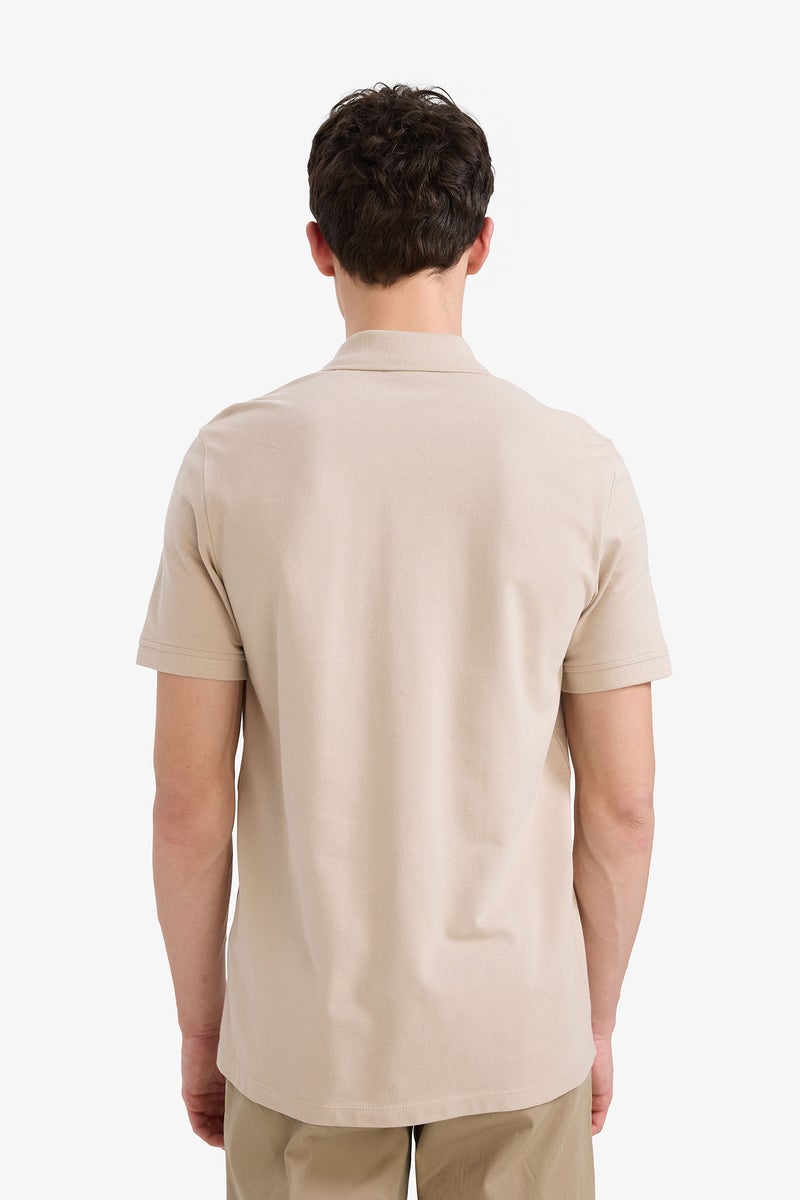 DeFacto Beige Man Regular Fit Short Sleeve Basic Cotton Polo T-Shirt Casual - Image 5