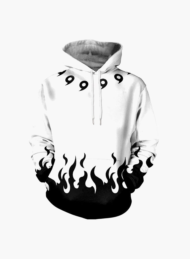 NADANBAO 3D Printing Long Sleeve Hoodie Black/White - Image 1