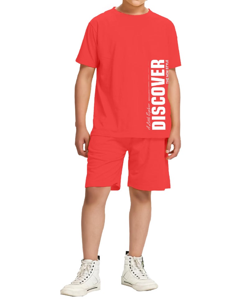 KYDA KIDS® Boys 100% Pure Combed Cotton Co-ord Clothing Set Premium Printed T-Shirt & Shorts | Relaxed Fit Summer Outfit for Kids - Image 1