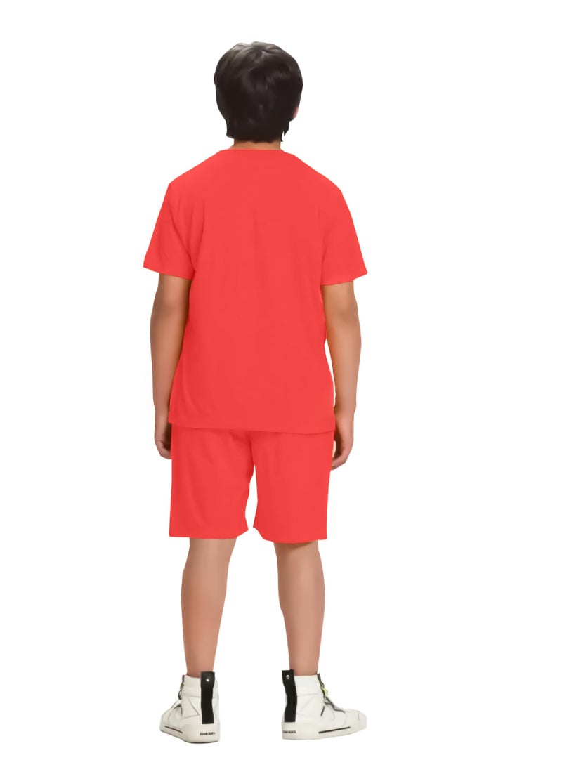 KYDA KIDS® Boys 100% Pure Combed Cotton Co-ord Clothing Set Premium Printed T-Shirt & Shorts | Relaxed Fit Summer Outfit for Kids - Image 2