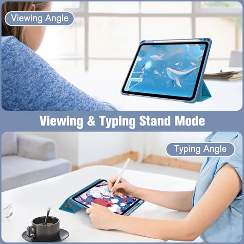 Fintie Hybrid Slim Case for iPad (A16) 11th Generation 11 Inch (2025), iPad 10th Generation 10.9 Inch (2022) - Shockproof Cover with Clear Transparent Back Shell & Pencil Holder, Blue Ocean - Image 4