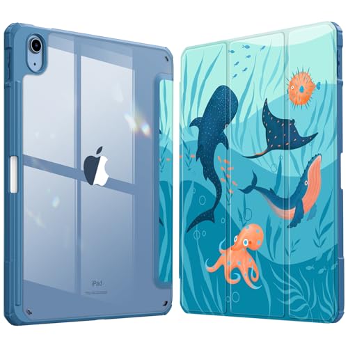 Fintie Hybrid Slim Case for iPad (A16) 11th Generation 11 Inch (2025), iPad 10th Generation 10.9 Inch (2022) - Shockproof Cover with Clear Transparent Back Shell & Pencil Holder, Blue Ocean - Image 1