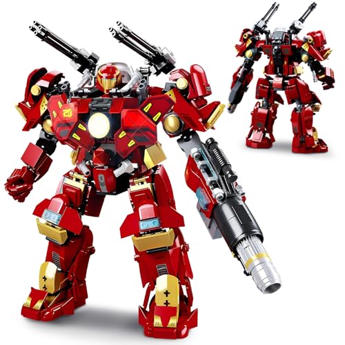 BDXEJV Mech Robot Transforming Building Blocks Set for Adults Red City Protector Mecha Model Action Figures Cool Creative Robots STEM Toys Gift for Teens Boys 588 Pieces - Image 1