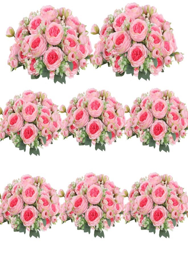 ASTRYAS 8Pcs Pink Silk Artificial Flowers Peonies Silk Flowers Fake Peony Bouquet Faux Peonies Flowers Bulk for Decoration Vase Florals Arrangements Wedding Home Party Table - Pink - Image 1