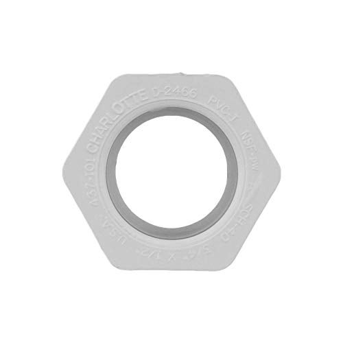 Charlotte Pipe 3/4" X 1/2" Reducer Bushing Pipe Fitting - (Spigot x Socket) Schedule 40 PVC Pressure Durable, Easy to Install, High Tensile and Sound Deadening for Home or Industrial Use (Single Unit) - Image 2