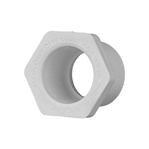 Charlotte Pipe 3/4" X 1/2" Reducer Bushing Pipe Fitting - (Spigot x Socket) Schedule 40 PVC Pressure Durable, Easy to Install, High Tensile and Sound Deadening for Home or Industrial Use (Single Unit) - Image 1