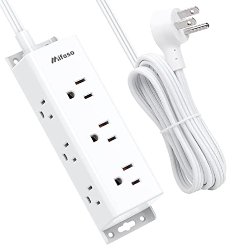 mifaso Surge Protector Power Strip - 9 Widely Spaced Multi Outlets, Wall Mount, 3 Side Outlet Extender with Extension Cord, Flat Plug, Overload Protection, Home Office Dorm Room Essentials (5FT, White) - Image 1
