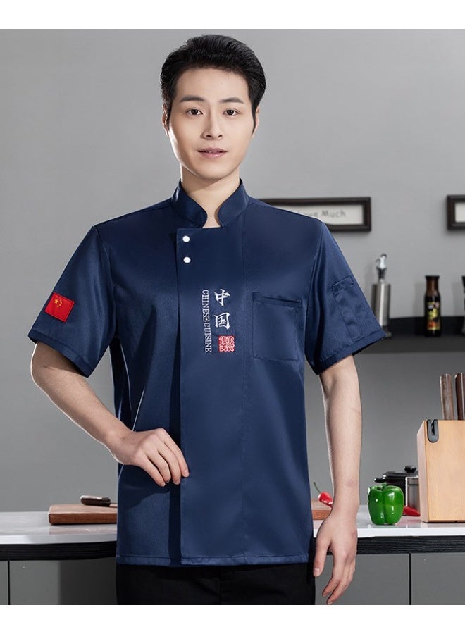 NIBEMINENT Dining Restaurant Rear Kitchen Chef Overalls Short Sleeve Clothes China Chef Uniform Canteen Hotel Clothes  - Image 1