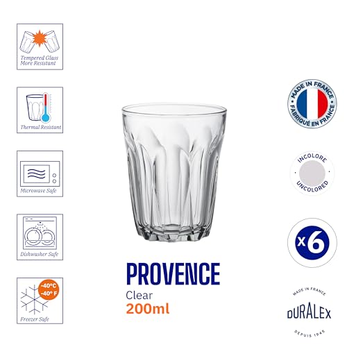 Duralex® France Provence Clear Tumbler 200ML, Set of 6 Glasses | 3X Stronger & Durable | for Cold Drinks, Tea, Coffee, Juice, Mocktails | Ultra Scratch Resistant | Tempered Glass - Image 5
