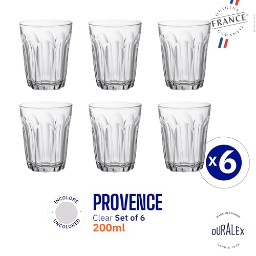 Duralex® France Provence Clear Tumbler 200ML, Set of 6 Glasses | 3X Stronger & Durable | for Cold Drinks, Tea, Coffee, Juice, Mocktails | Ultra Scratch Resistant | Tempered Glass - Image 2