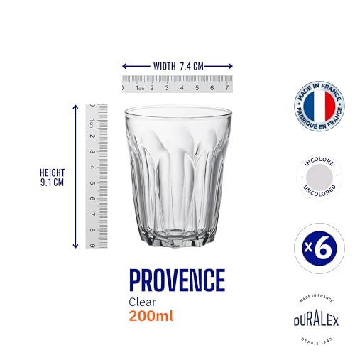 Duralex® France Provence Clear Tumbler 200ML, Set of 6 Glasses | 3X Stronger & Durable | for Cold Drinks, Tea, Coffee, Juice, Mocktails | Ultra Scratch Resistant | Tempered Glass - Image 4