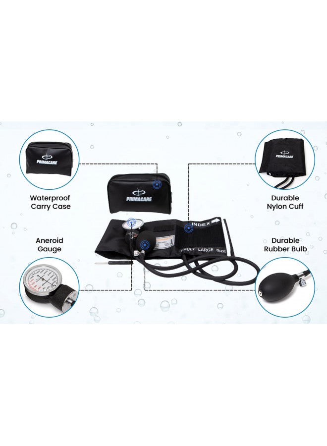 Primacare DS-9193 Classic Series Large Adult Size Professional Blood Pressure Kit with Aneroid Sphygmomanometer, Latex Free Inflation System BP Kit with Nylon Cuff - Image 5