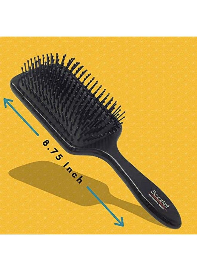 Scarlet Line - Professional Medium Paddle Hair Brush with Heat Resistant Bristles with Anti Static Wooden Handle for Men and Women Black_Medium - Image 1