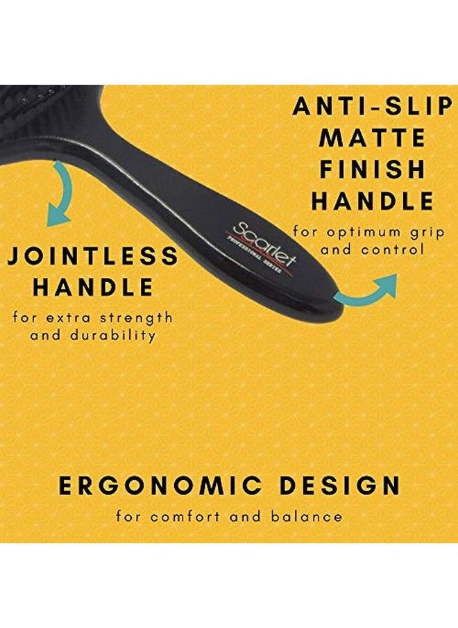 Scarlet Line - Professional Medium Paddle Hair Brush with Heat Resistant Bristles with Anti Static Wooden Handle for Men and Women Black_Medium - Image 1