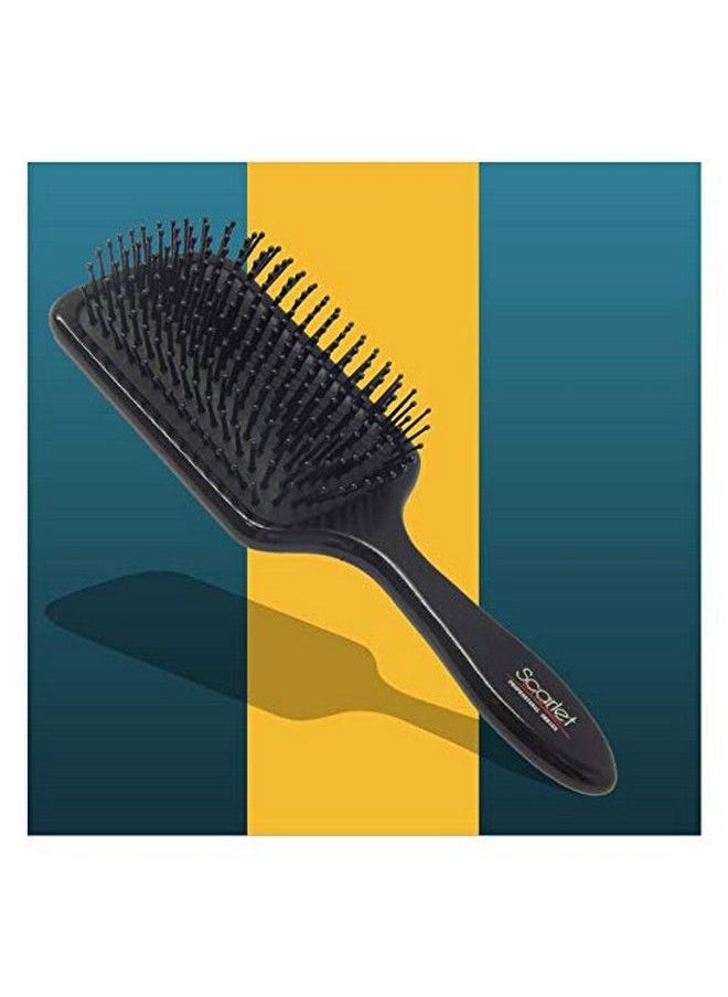 Scarlet Line - Professional Medium Paddle Hair Brush with Heat Resistant Bristles with Anti Static Wooden Handle for Men and Women Black_Medium - Image 1