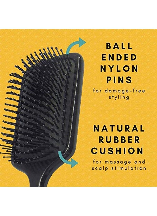 Scarlet Line - Professional Medium Paddle Hair Brush with Heat Resistant Bristles with Anti Static Wooden Handle for Men and Women Black_Medium - Image 1