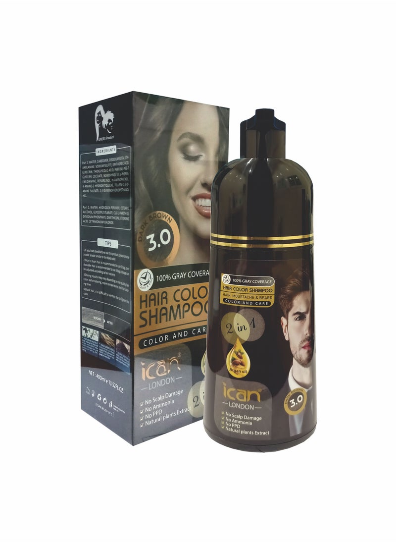 iCan London Hair Colour Shampoo 3.0 Dark Brown  - Image 2
