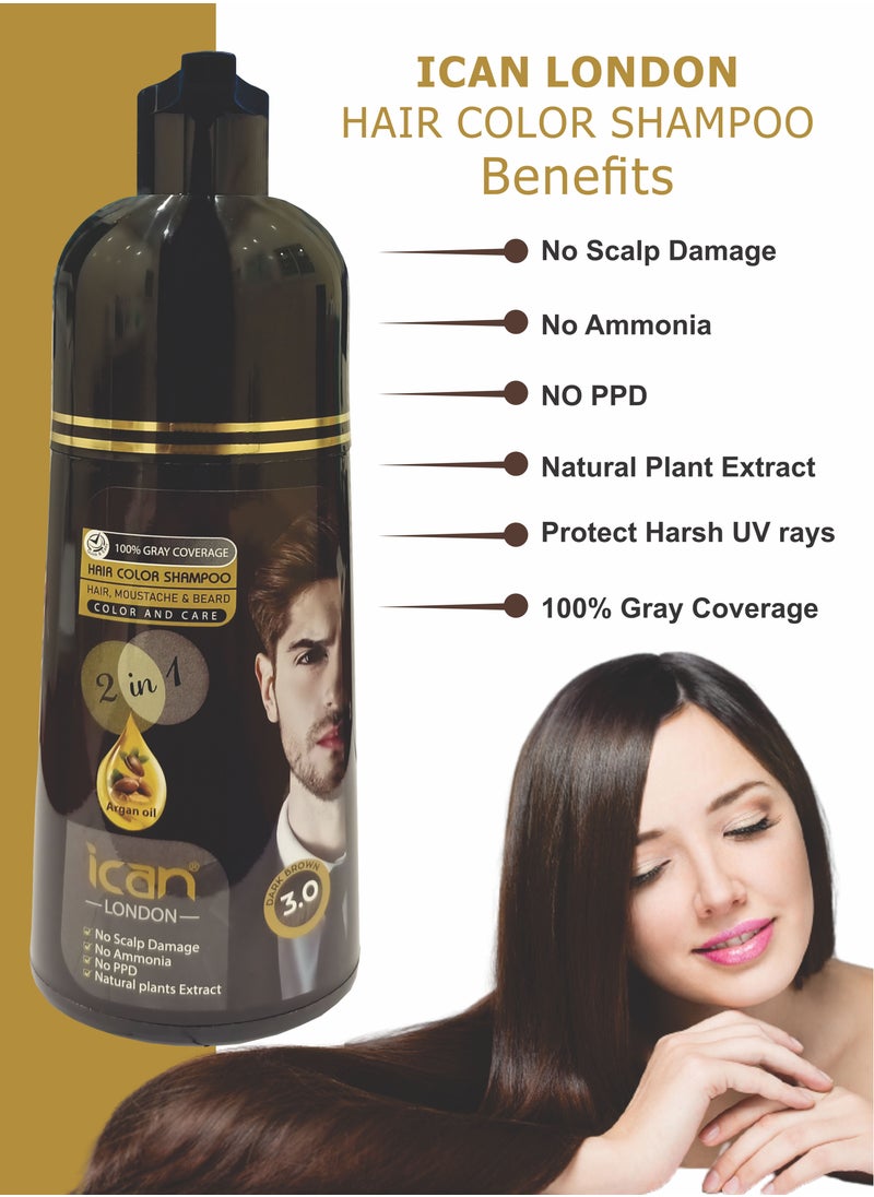 iCan London Hair Colour Shampoo 3.0 Dark Brown  - Image 3