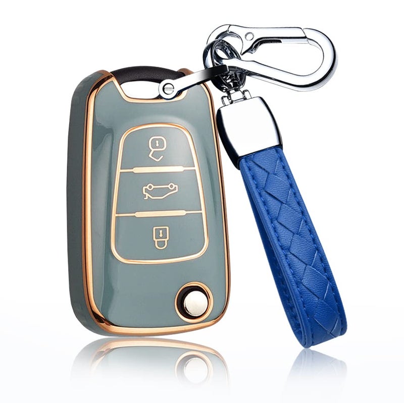 Gray Soft TPU Flip Key Fob Case Cover Compatible with Multiple Car Models - Image 2