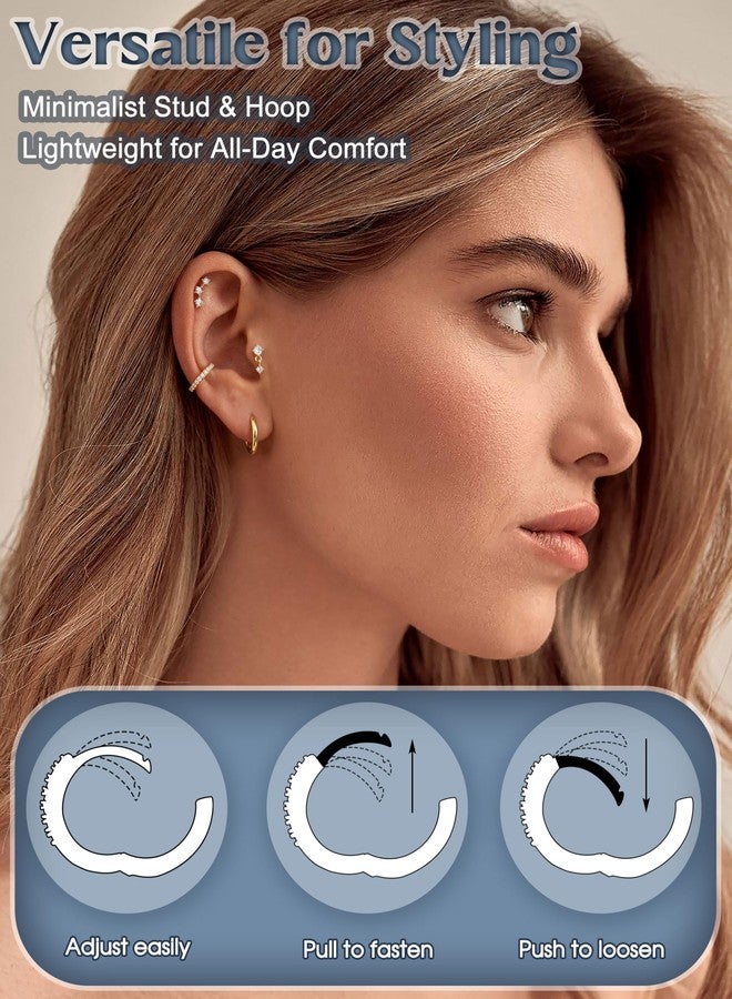BESTEEL 7Pairs Hypoallergenic Gold Earrings for Women Trendy Small Stud Huggie Hoop Earing Stacks Set Cute Cartilage Helix Jewelry for Sensitive Ears Silver Dainty Christmas Stocking Stuffers Gifts - Image 3