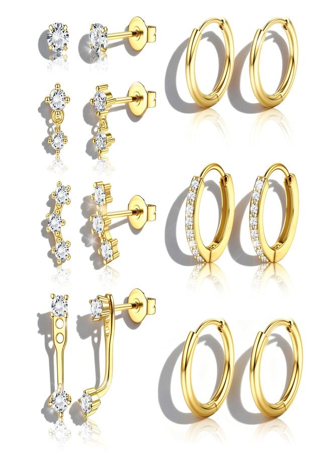 BESTEEL 7Pairs Hypoallergenic Gold Earrings for Women Trendy Small Stud Huggie Hoop Earing Stacks Set Cute Cartilage Helix Jewelry for Sensitive Ears Silver Dainty Christmas Stocking Stuffers Gifts - Image 1