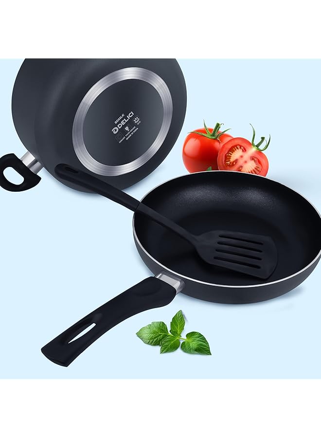 DELICI 7 Piece Aluminium Nonstick Cookware Set,10X Tougher Coating, Casserole With Lid(24Cm),Saucepan With Lid(18Cm),Tempered Glass Lids, Frypan(24Cm),2 Nylon Spatula, Compatible For All Surface Ncs7G - Image 3