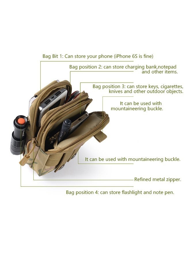 Outdoor Sports Tactical Pack For Men, 5.5/6 "Waterproof Mobile Phone Bag, Multi functional Outdoor Hanging Bag, Tactical Pack For Military Fans (Khaki) - Image 3