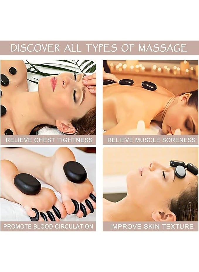 سبا سيستم نوايو 16 قطعة من الاحجار الساخنة للتدليك، احجار التدليك الساخنة، مجموعة تدليك حجر البازلت الساخن لكل من المنزل او المنتجعات الصحية الاحترافية، الاسترخاء وتخفيف الالم والشفاء - Image 4