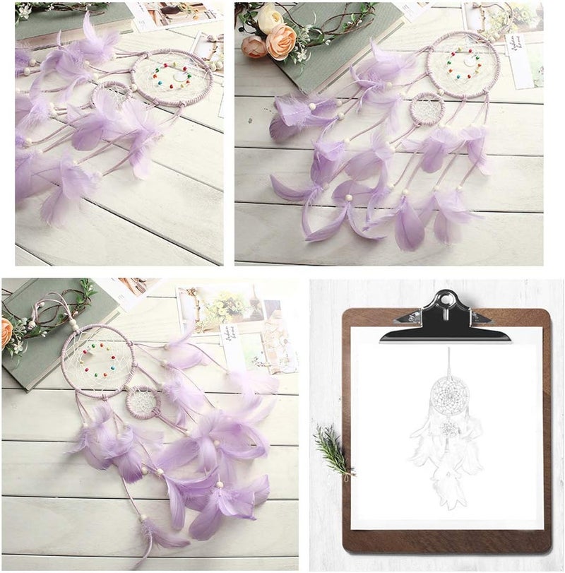 FANDOL DIY Dream Catcher Making Kit, Macrame Dream Catcher Craft Supplies for Kids Bedroom Wall Decor Nursery Baby Room Hanging Wedding Ornaments Party Handmade Gift (Purple) - Image 4