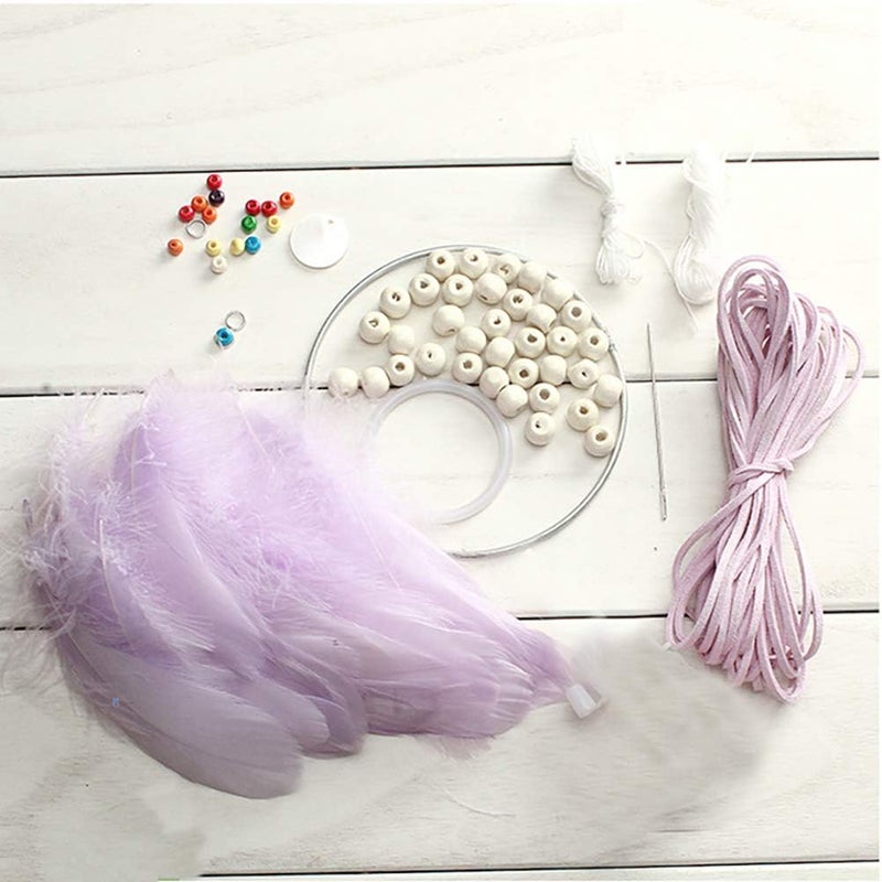 FANDOL DIY Dream Catcher Making Kit, Macrame Dream Catcher Craft Supplies for Kids Bedroom Wall Decor Nursery Baby Room Hanging Wedding Ornaments Party Handmade Gift (Purple) - Image 2