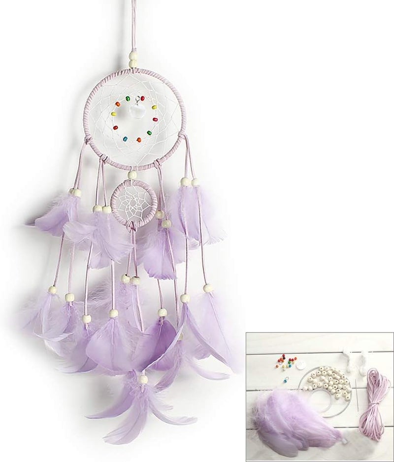 FANDOL DIY Dream Catcher Making Kit, Macrame Dream Catcher Craft Supplies for Kids Bedroom Wall Decor Nursery Baby Room Hanging Wedding Ornaments Party Handmade Gift (Purple) - Image 1